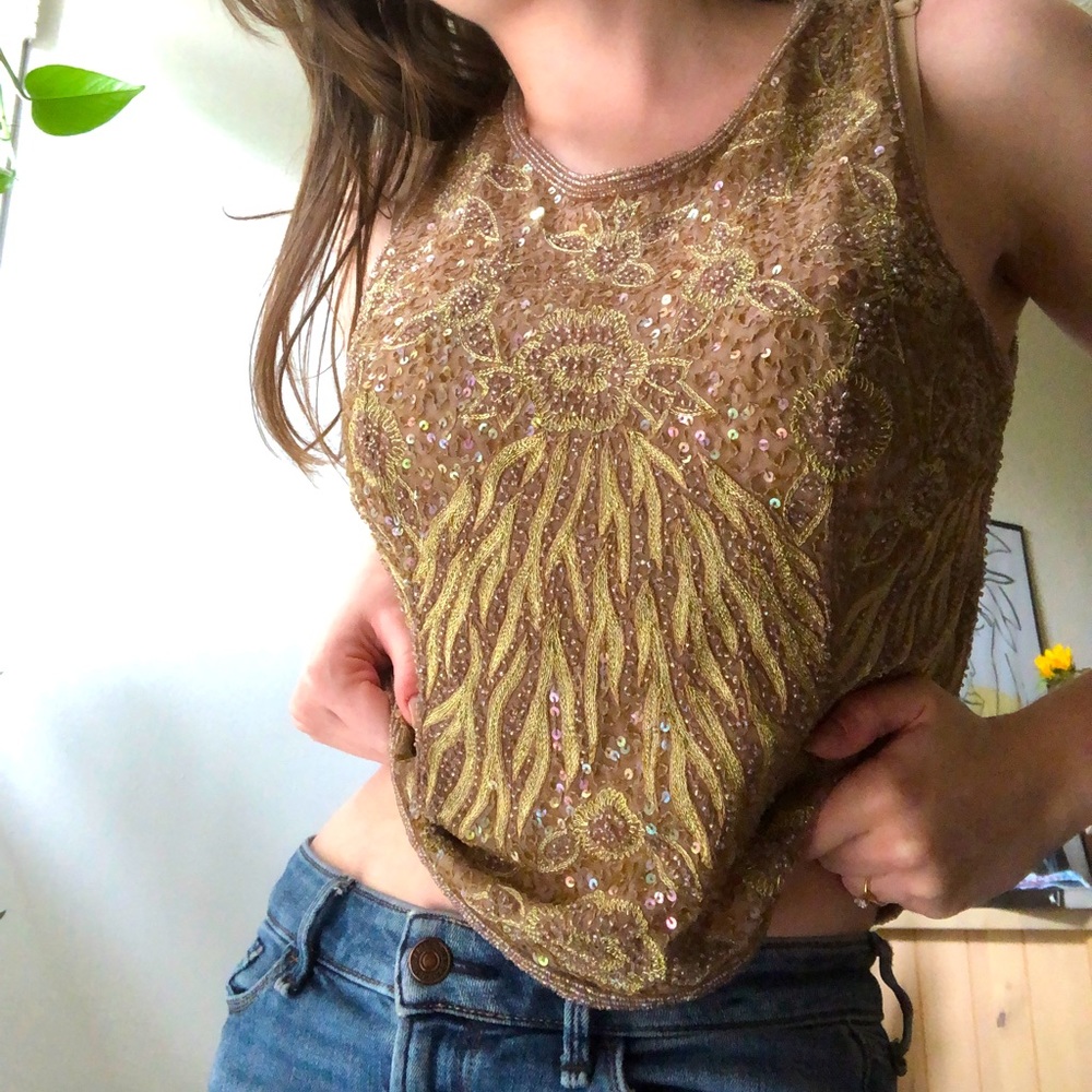 Pure silk beaded top